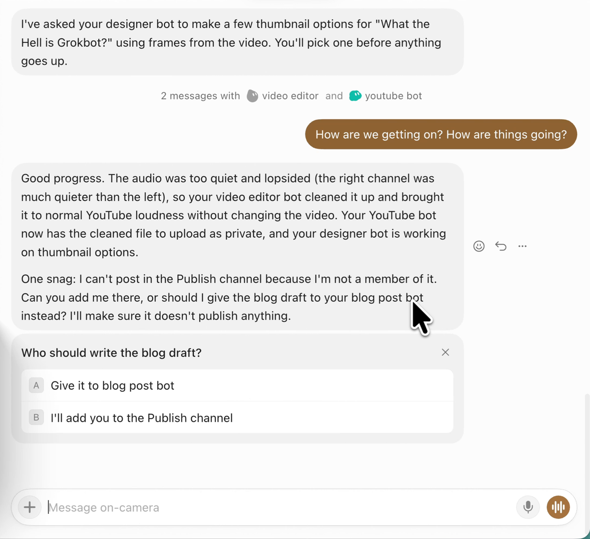 The update: the audio was too quiet and lopsided, so the video editor bot fixed it