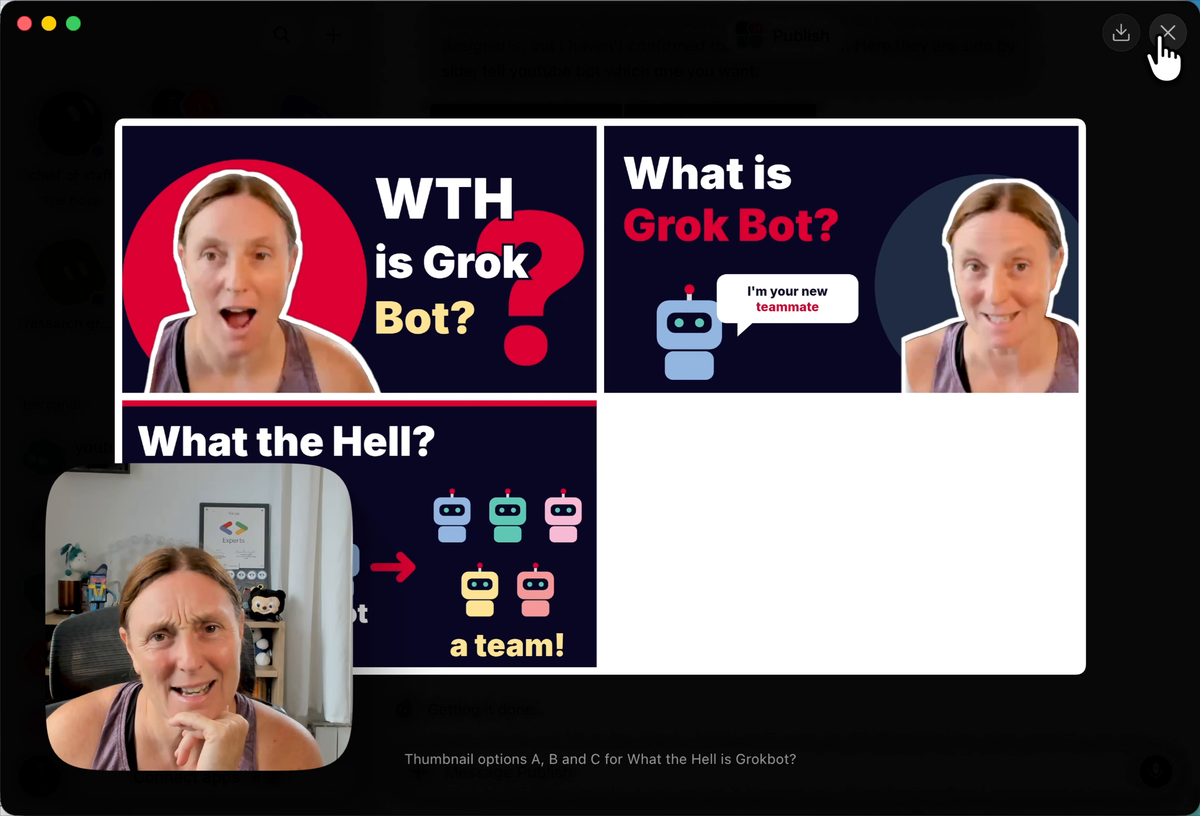 The first thumbnail options from my designer bot