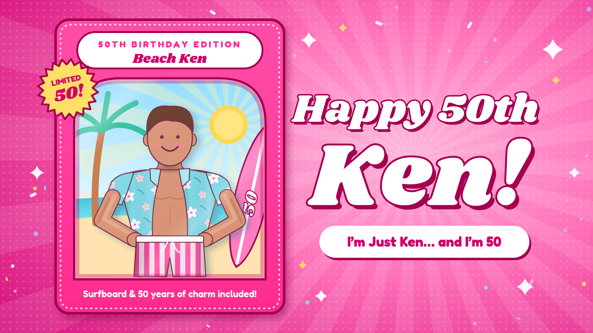 The intro card: Ken from the Barbie movie, with a cartoon face for this post.